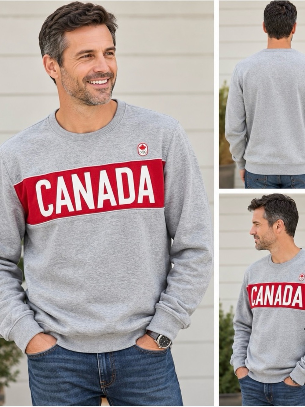 Canada Crewneck Sweatshirt - Grey with Red Panel
